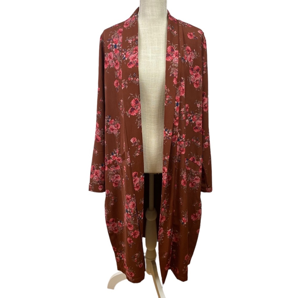 DR2 BY DANIEL RAINN Floral Print Duster in Smoked Paprika Sizes M L - Picture 1 of 8